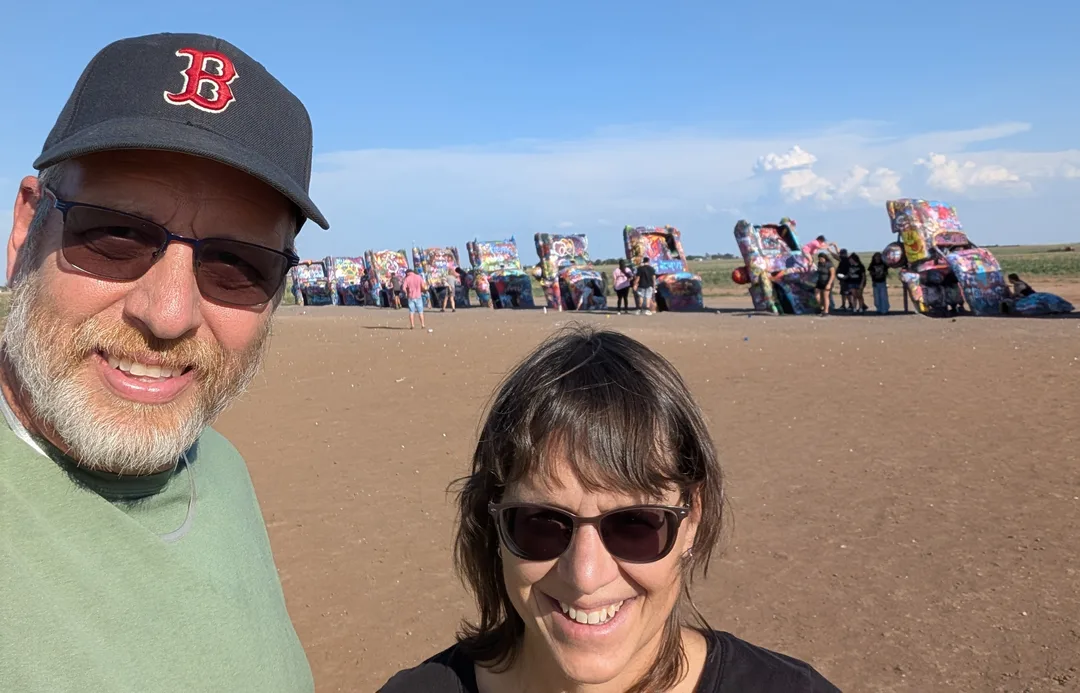 Bob and Lana Gates at Cadillac Ranch, Texas