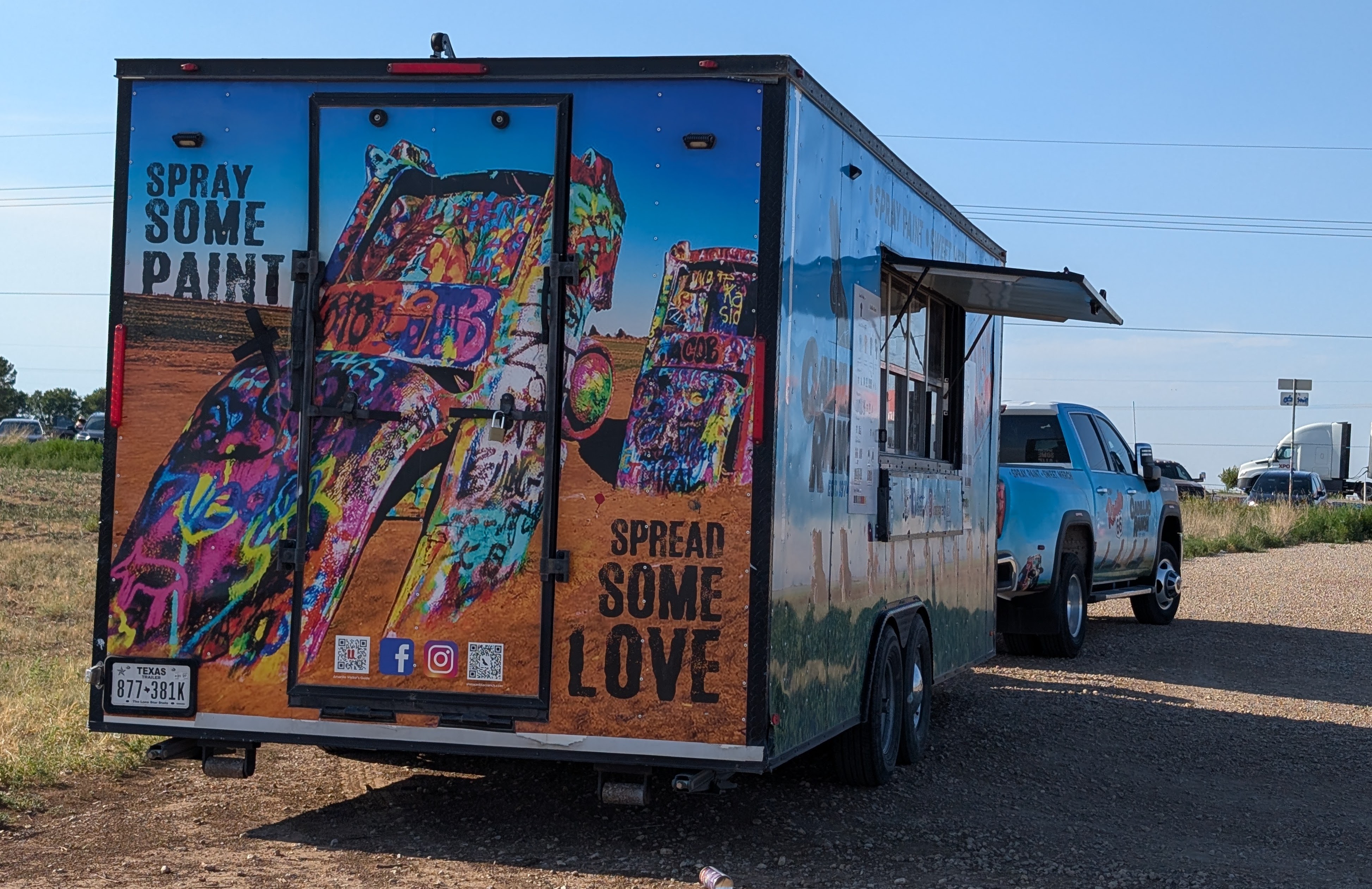 What looks like a food truck that says Spray some paint. Spread some love.